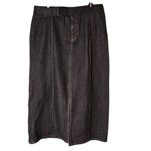 Long black denim skirt. Size 14.